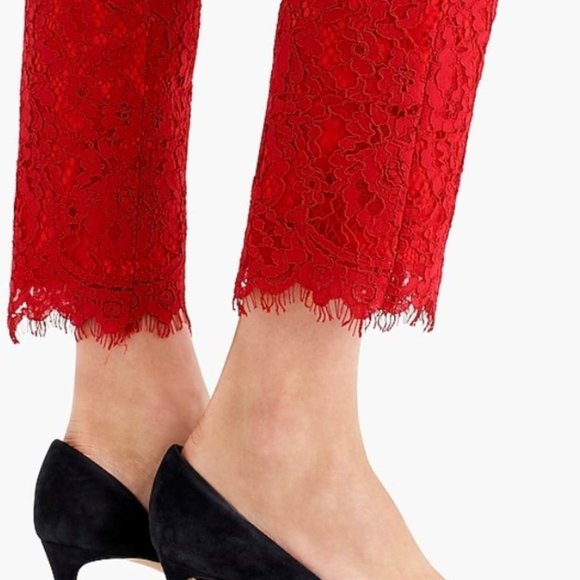 J.Crew Easy Pant in Red Lace petite F9522 in Festive red size 2p - Picture 4 of 6